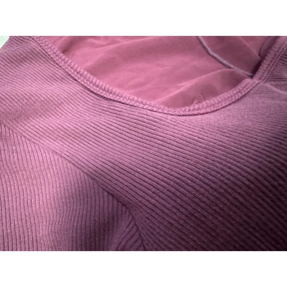 Popilush XL Plum Maxi Dress Built-In Shapewear Square Neck Long Sleeve Bodycon - Picture 4 of 11